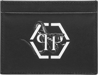 Philipp Plein Creditcardhouder Hexagon - Heren - Portefeuilles - Zwart - ONE Size - Leer - Accessoires
