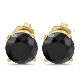 Pompeii3 1 1/2ct Black Diamond Screw Back Studs 14k Yellow Gold Womens Earrings