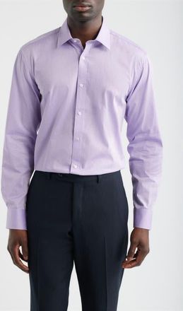 Daniel Hechter Modern Fit Light Purple Micropattern Cotton Dobby Dress Shirt at Nordstrom, Size 17.5