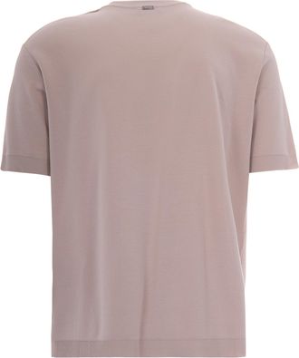 Herno Mens T-Shirt Knit Effect Pearl Grey T-Shirts And Polos