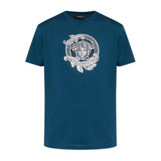 Versace Heren, Tops, Blauw, Maat: S Jersey