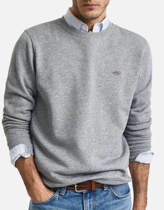 GANT Mens Gant Shield Mens Crew Neck Sweatshirt - Grey - Size: XXL