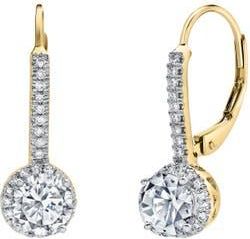 LuvMyJewelry Meadowlark Pave Round Diamond Drop Huggie Hoop Earrings in 14K Gold in 14K Yellow Gold at Nordstrom