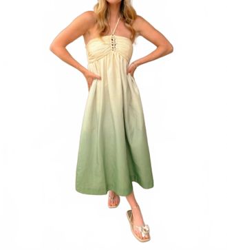 Adelyn Rae Celine Ombre Halter Maxi Dress In Green/cream