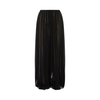 Giuseppe Di Morabito Wide Trousers, female, Black, Size: S Gathered Silk Trousers