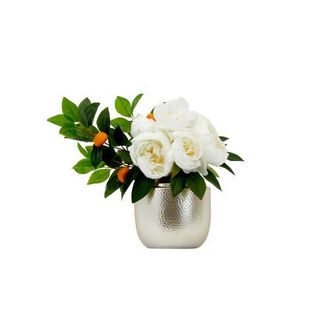 Nearly Natural 16-in Artificial Peony Dahlia Arrangement white Vase at Nordstrom