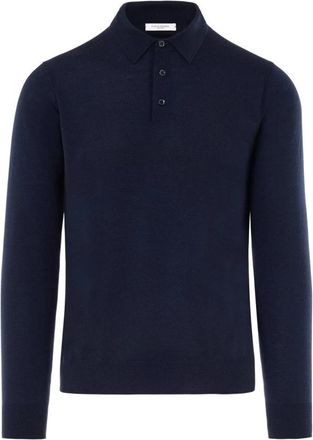 Paolo Pecora Polo Shirt - Heren - Ronde hals truien - Blauw - L - Wol - Truien & Vesten