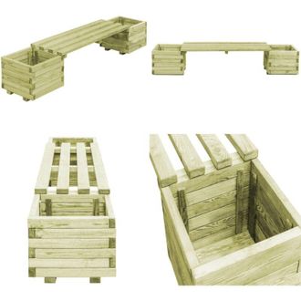 vidaXL Fioriera da Giardino con Panca in Legno di Pino Impregnato - Fioriera da giardino - Panca in legno
