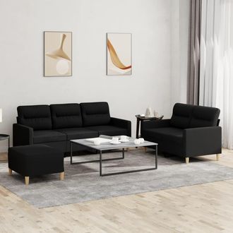 vidaXL Vidaxl - Juego De Sof&aacute;s Con Cojines 3 Piezas Tela Negro