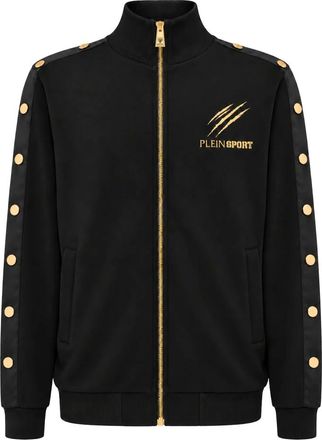 Plein Sport Trainingsjack met knopen aan de zijkant - Heren - Sport - Zwart - Maat: 2XL Leer