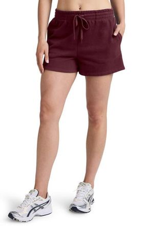 Beyond Yoga Luxe Fleece Sweat Shorts in Dark Cherry at Nordstrom, Size X-Small