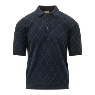 Rakk&igrave; Intarsia Diamond Polo - Heren - Polos - Blauw - L - Tops