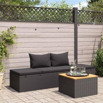 vidaXL Vidaxl - Lettino Prendisole con Cuscini in Polyrattan Nero