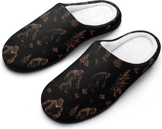 Generic Bigfoot Pattern Funny Mens Cotton Slippers Soft Non-Slip Rubber Sole House Slipper Indoor Outdoor