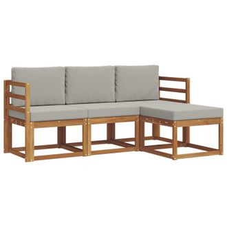 vidaXL Conjunto De Sof&aacute;s De Exterior 4 Pcs Gris Natural Y Claro Vidaxl
