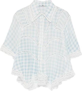 Ermanno Scervino Check Pattern Shirt In Blue And White Cotton
