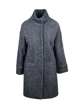 Olivier Horigamy Grey Virgin Wool-Blend Coat