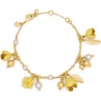 Kate Spade New York golden bloom flower charm bracelet in Yellow. at Nordstrom