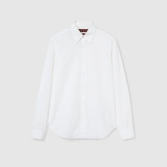 Gucci Cotton Poplin Shirt With Embroidery, Size 15++, White
