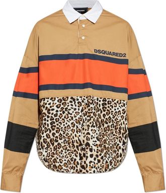 Dsquared2 Polo met gemengde stoffen - Heren - Polos - Veelkleurig - XL - Katoen - Tops