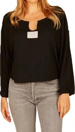 Vintage Havana Slash Neck With Patch Long Sleeve Top In Black