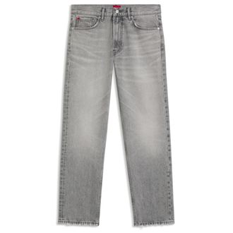 HUGO BOSS Grey regular-fit jeans in stonewashed denim