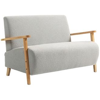 HOMCOM 2 Seater Sofa - Fabric Modern Loveseat For Living Room - Grey | TJ Hughes