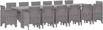 vidaXL Conjunto De Comedor De Jard&iacute;n 15 Pcs Gris Claro Ratan Polt Vidaxl