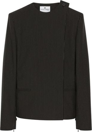 Courr&egrave;ges Buckle Pinstripes Jas - Dames - Blazers - Zwart - M - Wol - Jassen
