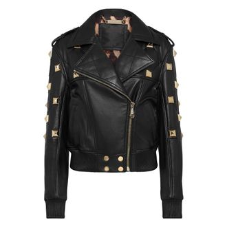 Philipp Plein Leren Bomberjack - Dames - Leren en Su&egrave;de Jassen - Zwart - S - Leer - Jassen