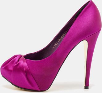 Gina Purple Satin Claire Platform Pumps