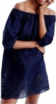 J.crew Linen Cotton Coastal Dress In Medium Blue