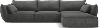 BLOOMINGLOFT 4-Sitzer Design Ecksofa Vanda mit Eckteil rechts - Chenille-Bezug