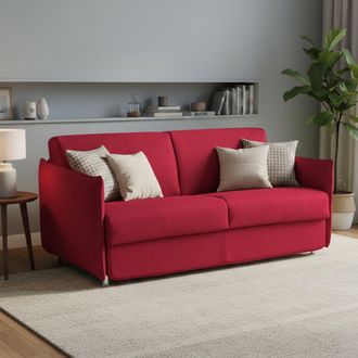 Dmora Sof&aacute; Cama 3 Plazas Gravere, Desenfundable, Con Almacenaje Made In Italy, Lavable, 200x95 Cm Rojo
