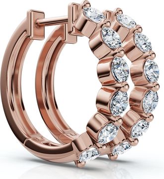 Pompeii3 1Ct 6-Stone Diamond Hoops 10k Gold Lab Grown