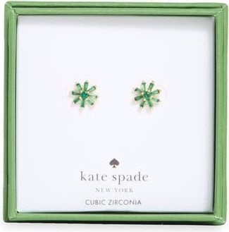 Kate Spade New York mini flower stud earrings in Emerald/Gold at Nordstrom Rack