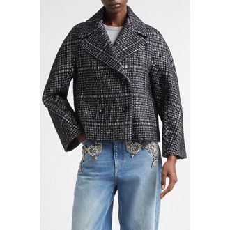 Dolce & Gabbana Double Breasted Plaid Crop Jacket in Quadri-Check-Tartan at Nordstrom, Size 8 Us
