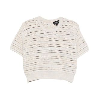 Emporio Armani Round-neck Knitwear, female, Beige, Size: XL Round-neck Knitwear
