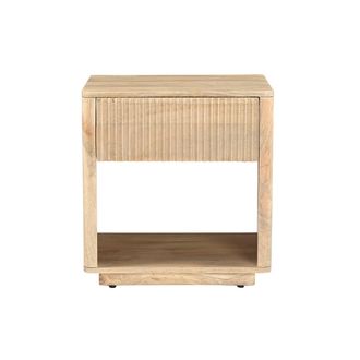 Miliboo Mesita De Noche Con Caj&oacute;n En Madera Clara De Mango Maciza Alda