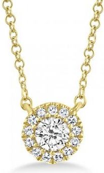 Allurez Diamond Halo Pendant Necklace 14k Yellow Gold (0.14ct)