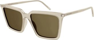 Saint Laurent Stijlvolle zonnebril - Dames - Zonnebrillen - Beige - 56 MM - Accessoires