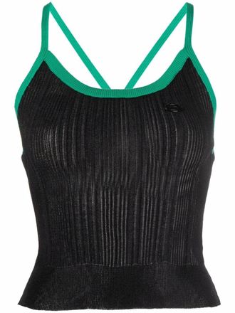 Diesel Canotta bicolore plissettata - Nero