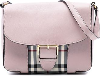 Burberry Pre-owned Womens Small Haymarket Check Trimmed Leather Dickens Crossbody - Lilac - One Size