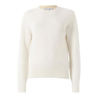 Lacoste Round-neck Knitwear, female, Beige, M, 3D Knit Carded Wool Jumper