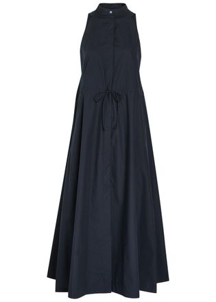 Emporio Armani Drawstring Cotton-poplin Midi Dress - Navy - 44 (UK12 / M)
