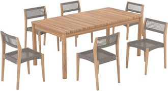 Rendez-Vous D&eacute;co Mesa y sillas de jard&iacute;n de madera de teca maciza para 6 personas