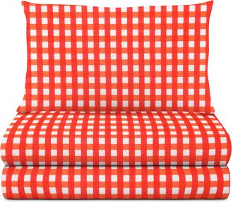 KASANOVA Completo letto 1 piazza e mezza quadretti corallo