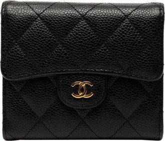Chanel Black Grained Calfskin Wallet (Tri-Fold) (Pre-Owned)