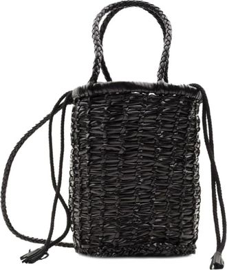 Dragon Diffusion Handgeweven Zwarte Leren Mini Tas - Dames - Schoudertassen - Zwart - ONE Size - Leer - Tassen