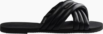 Havaianas Womens Solid Patterned Open Toe Slide Sandals - Black - Size: 7/6.5/6
